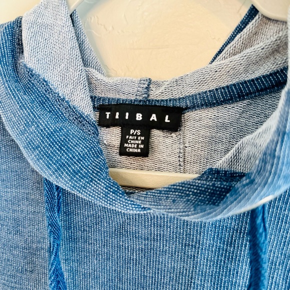 Tribal Star Knit Hooded Pullover Star Print Navy SZ SMALL NEW - Picture 8 of 12